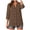 Coffee_1, variant on Godom Womens 3/4 Sleeve Button Down Shirts Cotton Linen Tops V Neck Casual Loose Fit Blouses