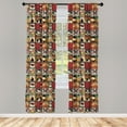 thumbnail image 2 of Ambesonne Moose Curtains, Outdoor Theme Patchwork Art, Pair of 28"x84", Olive Green and Dark Pink, 2 of 4