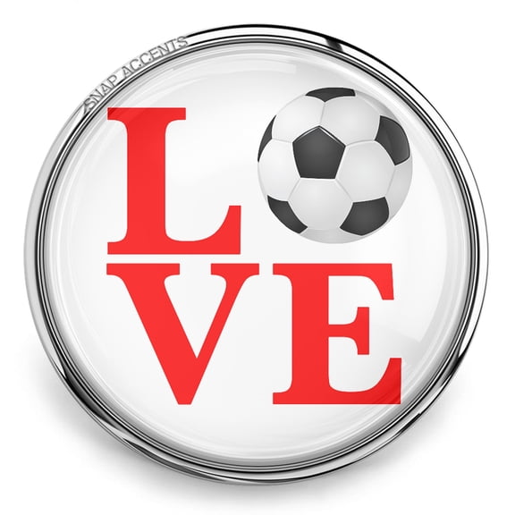 Choose Color | Soccer Love Snap Jewelry Ginger Charm Button, For Interchangeable DIY Customizable Accessories