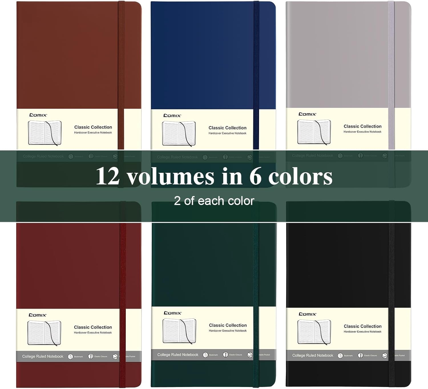 12 Pack Lined Journal Notebooks for Women & Men, 240 Pages, Medium 5.5" x 8.3", Hardcover, Journaling Notebook for Work & Note Taking, Fits for School Home Business, Journals for Women, Men