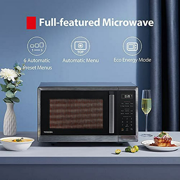 Toshiba 0.9 Cu ft Small Countertop Microwave with 6 Auto Menus, Mute Function,900W, Black Color ML2-EM09PA(BS)