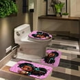 thumbnail image 3 of 4PCS Black Girl Magic Shower Curtain Set, Cute Princess African American Girl Pink Bathroom Decor for Girls Kids Teens, Inspirational Gifts for Women, Non-Slip Bath Mats Toilet Rugs, 3 of 12