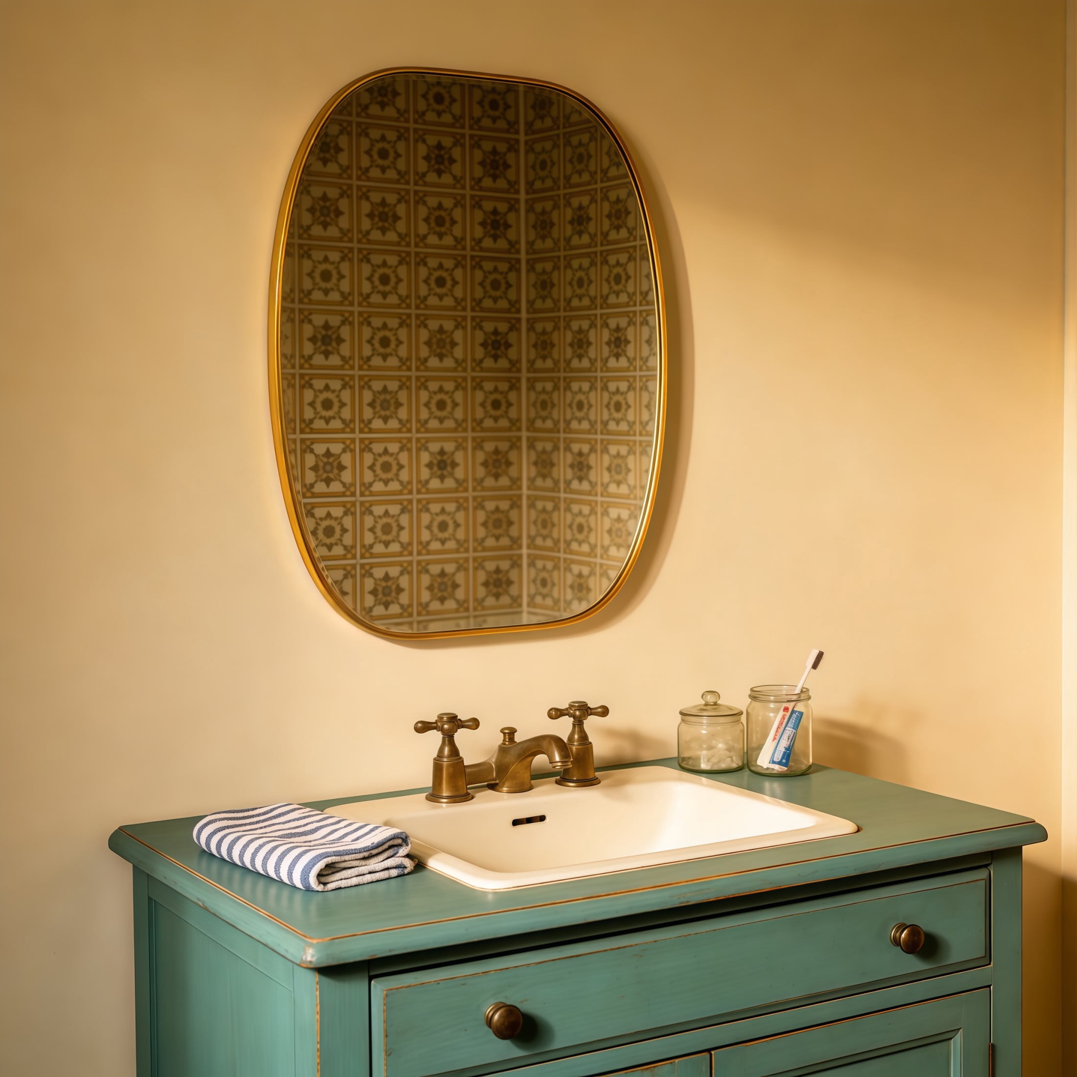 Noble House 30"x40" Unique Metal Framed Oval Wall Mirror, Modern Oblong Vanity Mirror for Bathroom & Entryway, Gold