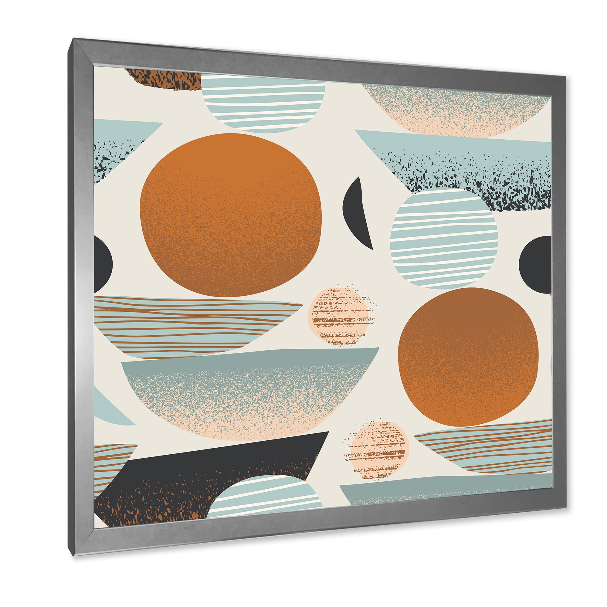 Designart 'Retro Shapes With Abstract Moons and Suns I' Modern Framed Art Print