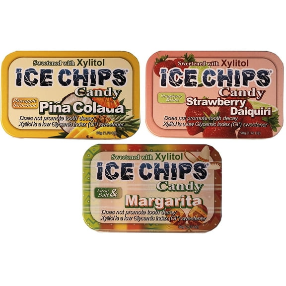 ICE CHIPS Candy 3 Pack Assortment (Strawberry Daiquiri, Margarita, Pina Colada)