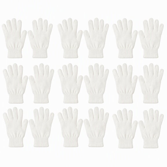 stcellnmex 10 Pairs Winter Knit Gloves Bulk for Adults White
