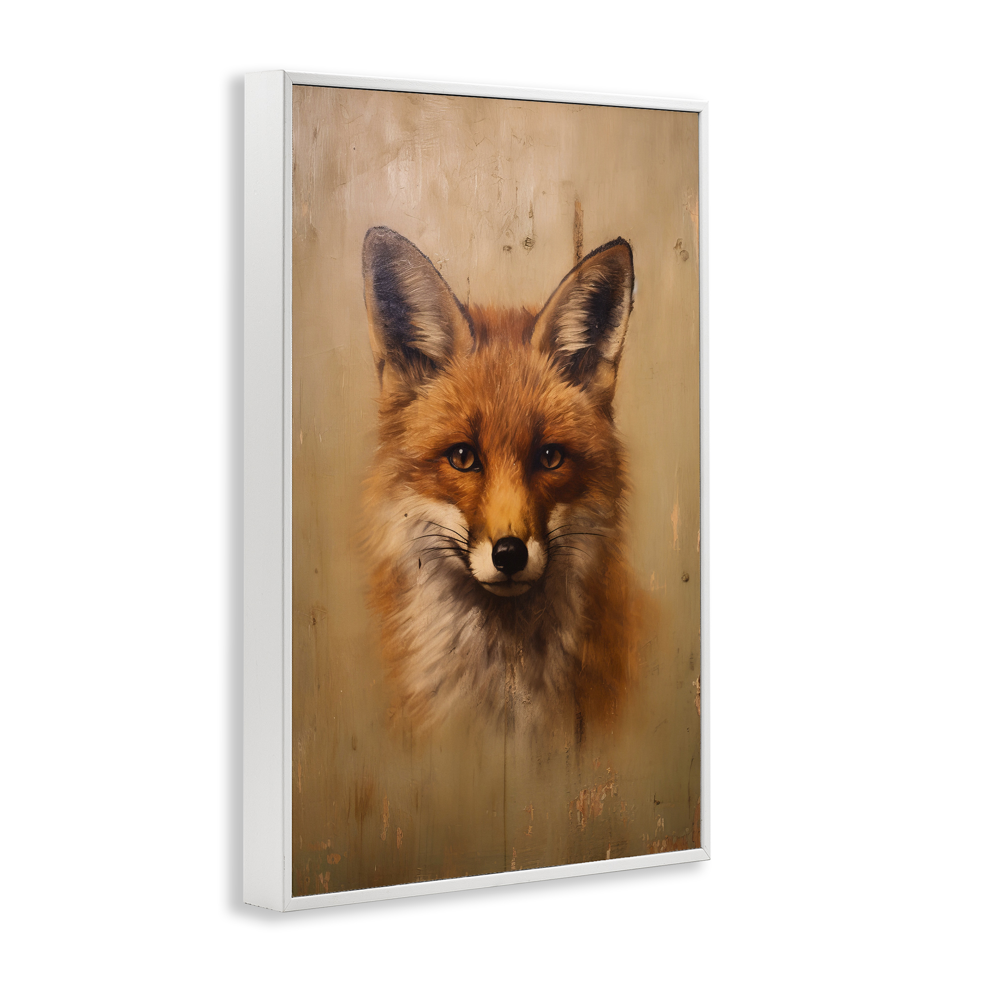 Stupell Industries Woodland Fox Face Animals & Insects Painting White Framed Art Print Wall Art, 20 x 30