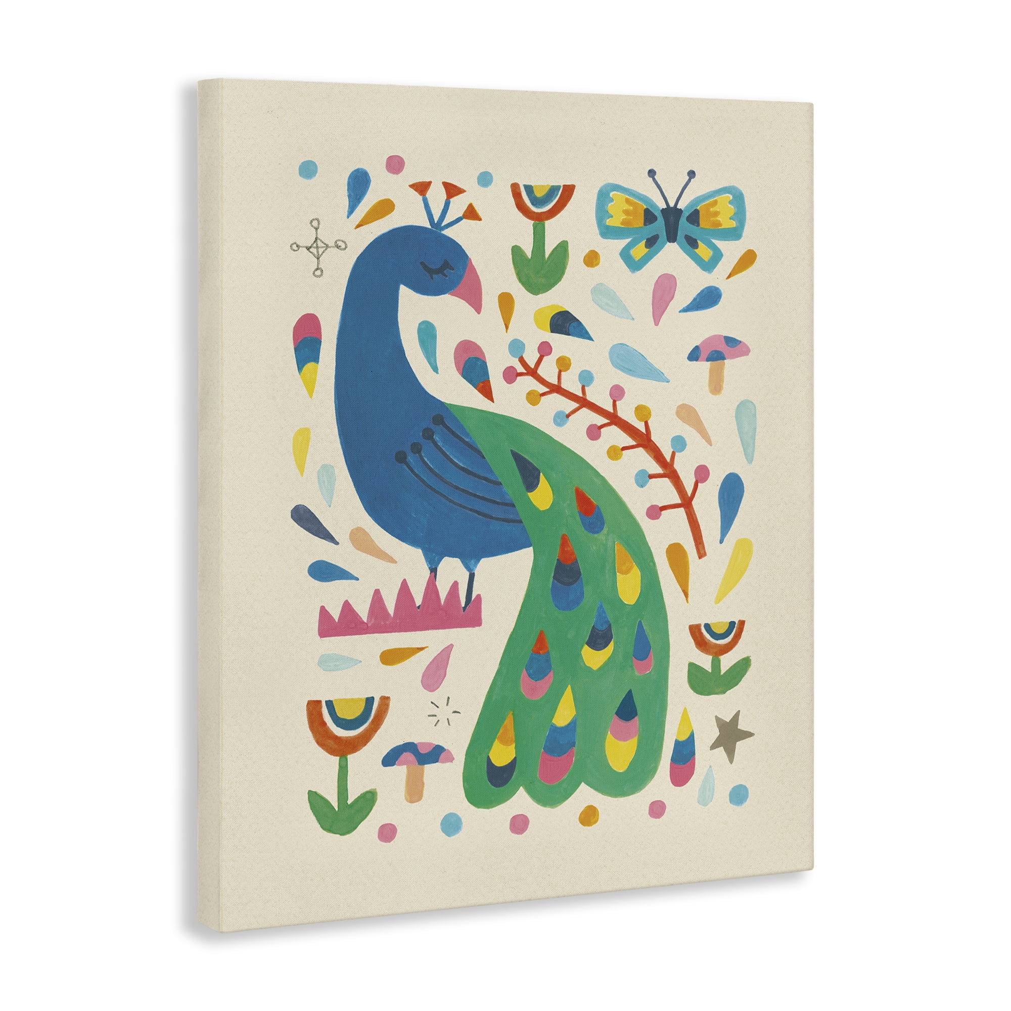 Stupell Industries Pretty Peacock Patterns Animals Painting Wrapped Canvas Art Print Wall Art, 36 x 48