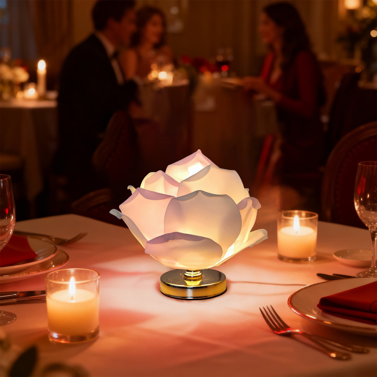 Large Rose Table Lamp with Dimmable USB Light, Adjustable Brightness Bedside Lamp, Atmosphere Lamp for Bedroom Decor, Valentine's Day Gift Idea, Home Decoration Accent Lamp, for Reading and Ambiance