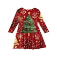 thumbnail image 3 of LTTVQM Girls Christmas Dresses for Girls 3-4 Christmas Print Happy Long Sleeve Xmas Dresses Soft Crew Neck Fall Dresses Fashion Blouses Green 3-4 Years, 3 of 4