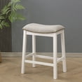 thumbnail image 2 of Bela Upholstered Saddle Stool, White/Light Grey, 2 of 3