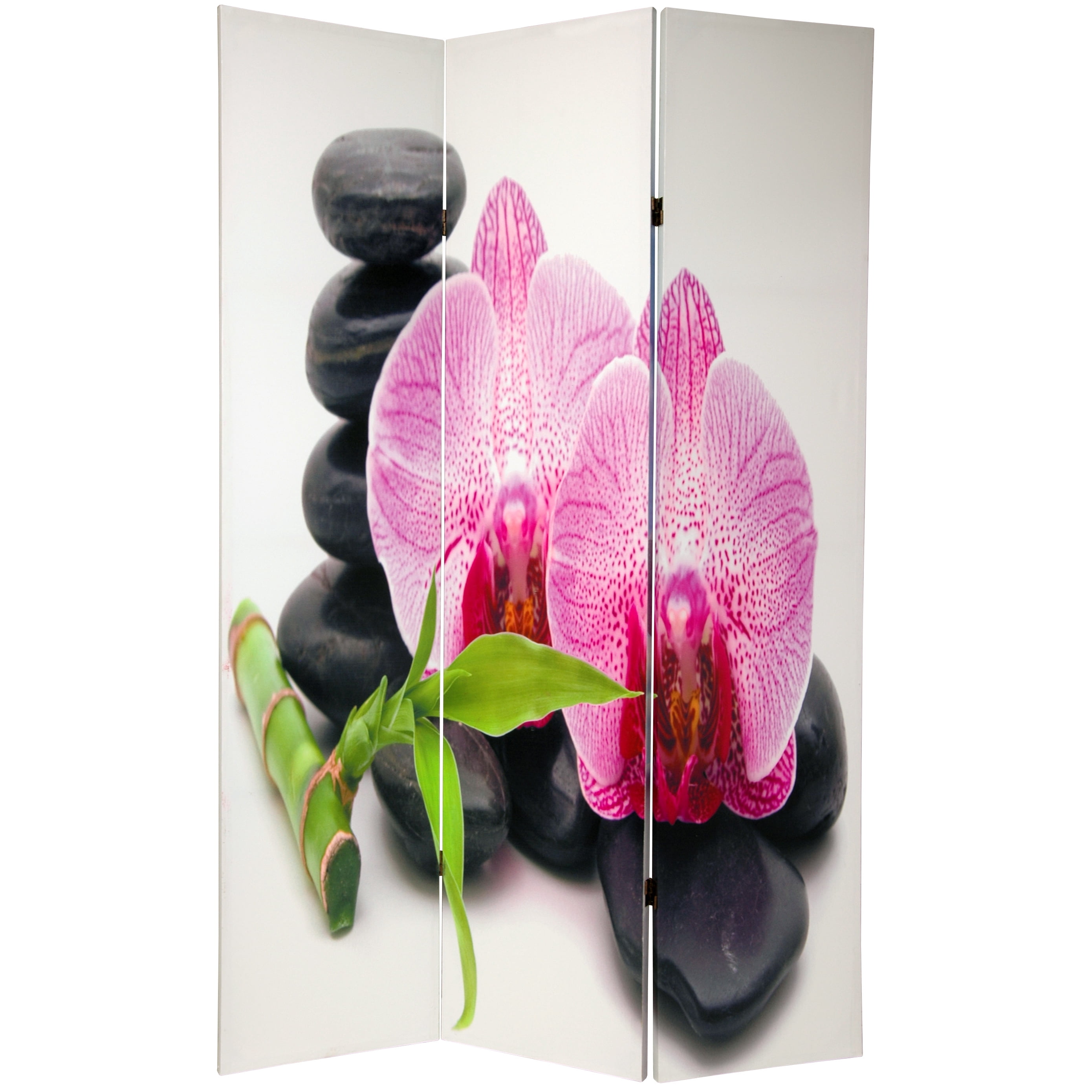 6 ft. Tall Traditional Zen Rock Art Print Canvas Screen Room Divider