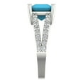 thumbnail image 3 of 2.44ct princess cut turquoise 18k white gold Bridal Wedding Engagement Promise Anniversary Ring for Women size 6.25, 3 of 7