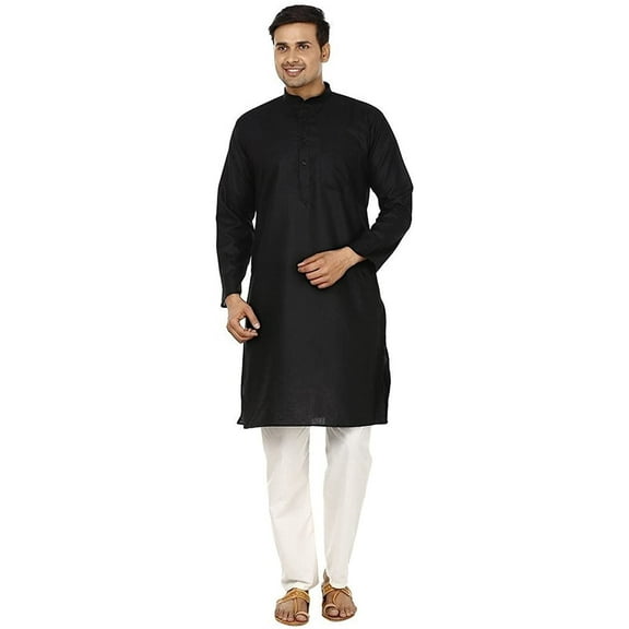 Royal Men's Black Linen Kurta Pyajama Set
