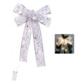 thumbnail image 1 of Christmas Tree Bowknot Decoration Light LED Silver Printing Ribbon Xmas Hanging Lamp Pendant, Warm Light, 1 of 1
