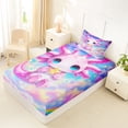 thumbnail image 4 of Erosebridal Cartoon Pink Axolotl Twin Sheet Sets,Colorful Sky Galaxy Starry Night Bedding 3pcs, 4 of 6