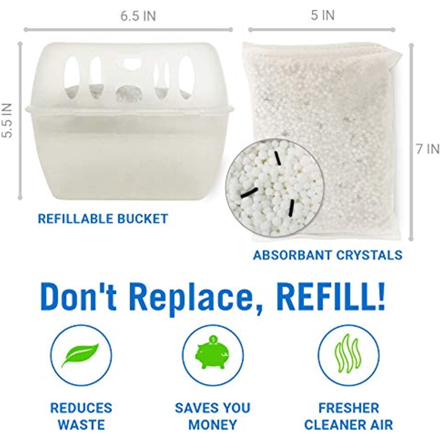 Better Boat Refillable Dehumidifier Bucket with Refill Bag for Moisture Control, Covers Up to 250 sq. ft., Unscented