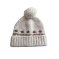 thumbnail image 2 of QQAMB Boys Girls Bow Beanie Hat Winter Warm Knit Hats Cute Embroidery Bowknot Caps Streetwear, 2 of 3