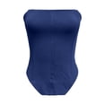 thumbnail image 7 of Women's Fashion Strapped Corset Top Asymmetric Off Shoulder Bandage Bustier Bodysuit for Party and Night Out Blue L, 7 of 7