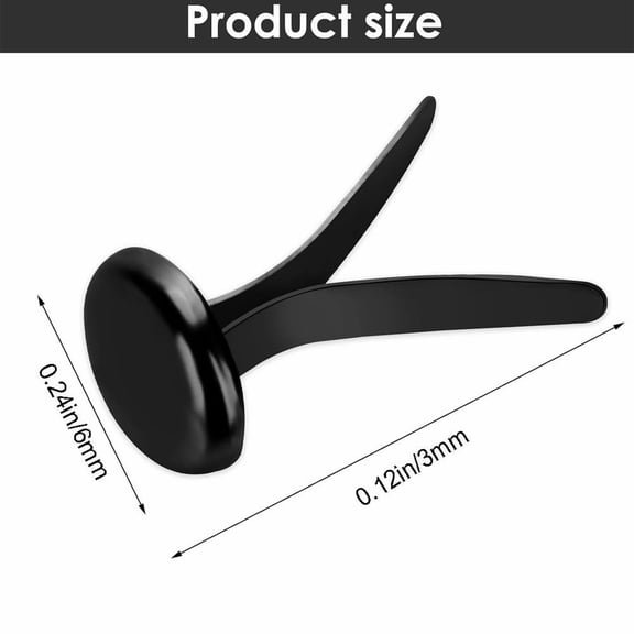 SLUOHZXI 1 PCS Mini Brads, Mental Fasteners , Small Metal Brad for Paper Crafts Metal Round Paper Fasteners for Scrapbooking DIY, Handmade Cards(0.24 x 0.12 Inch,Black)