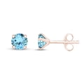 thumbnail image 2 of AFFY 3mm Round Cut Simulated Aquamarine Stud Earrings in 14k Rose Gold Over Sterling Silver, 2 of 5