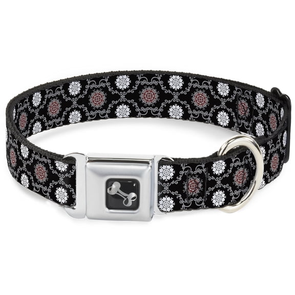 Buckle-Down Pet Collar, Dog Collar Metal Seatbelt Buckle, Tapestry Black, 9.5 to 13 Inches 1.0 Inch Wide