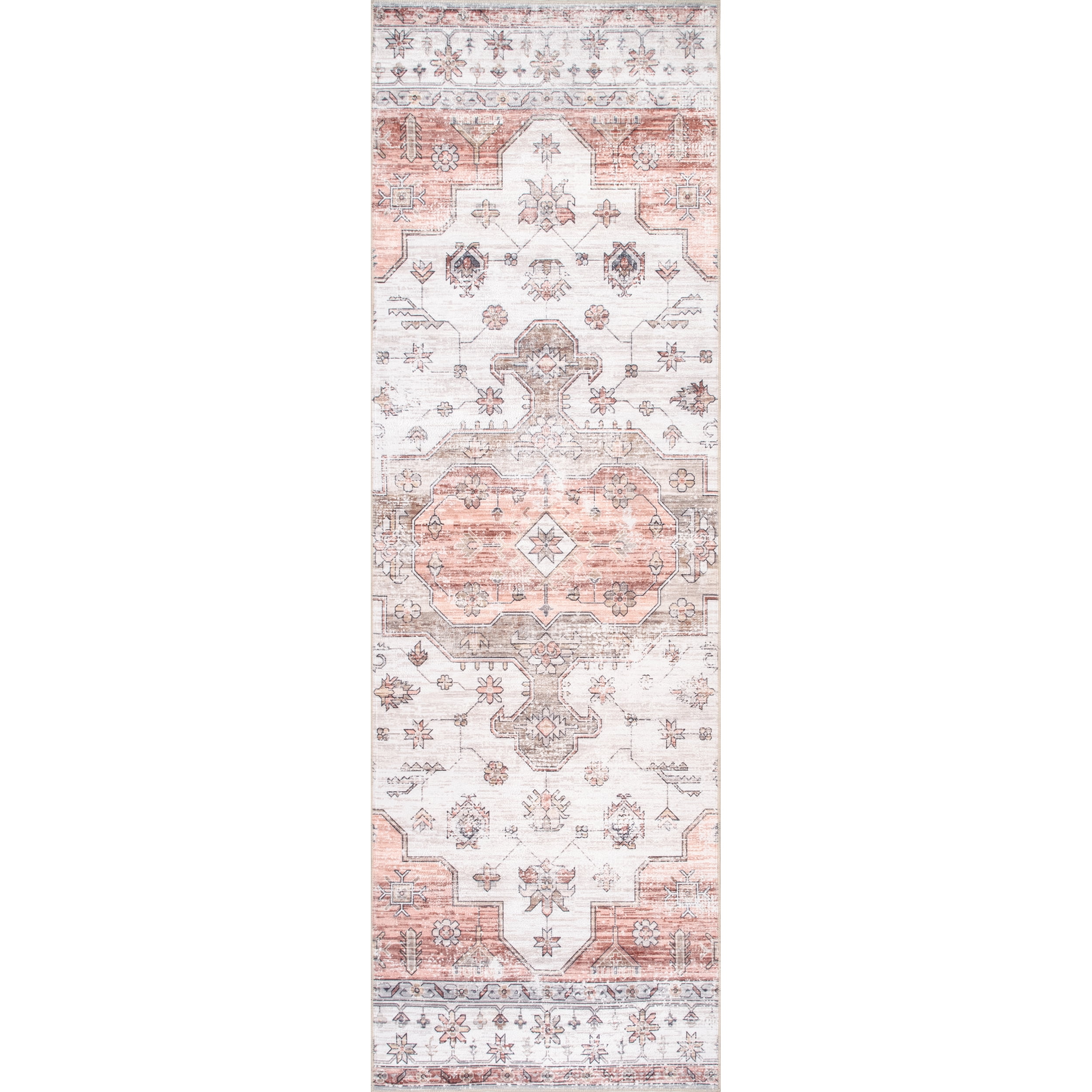 nuLOOM Banks Machine Washable Faded Vintage Runner Rug, 2' 6" x 6', Beige