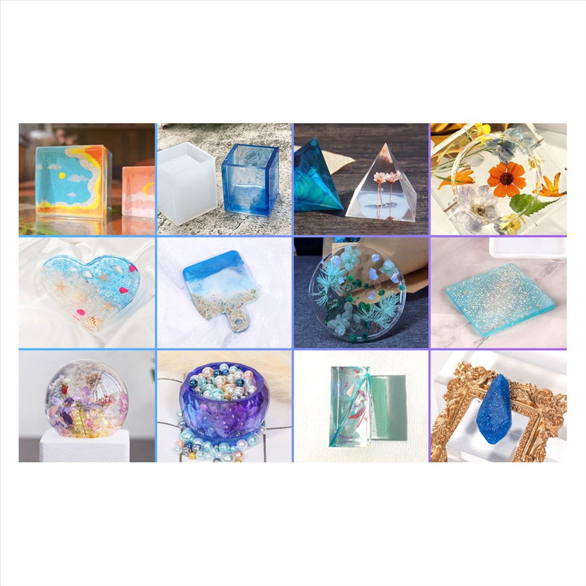ckepdyeh Resin Molds Silicone Kit 12PCS, Epoxy Resin Molds, Resin Mold Including Pen Container, Tray, Love, Round resin molds