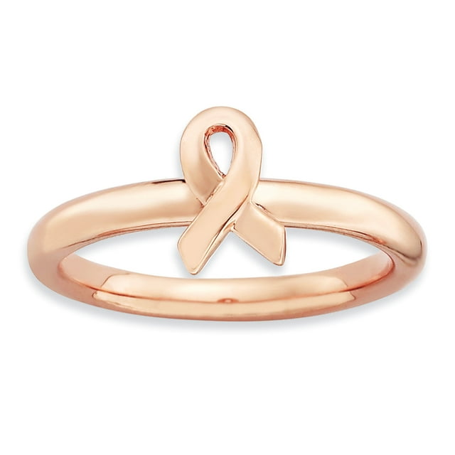 925 Sterling Silver Rose Gold Awareness Ribbon Stackable Ring Awarenes