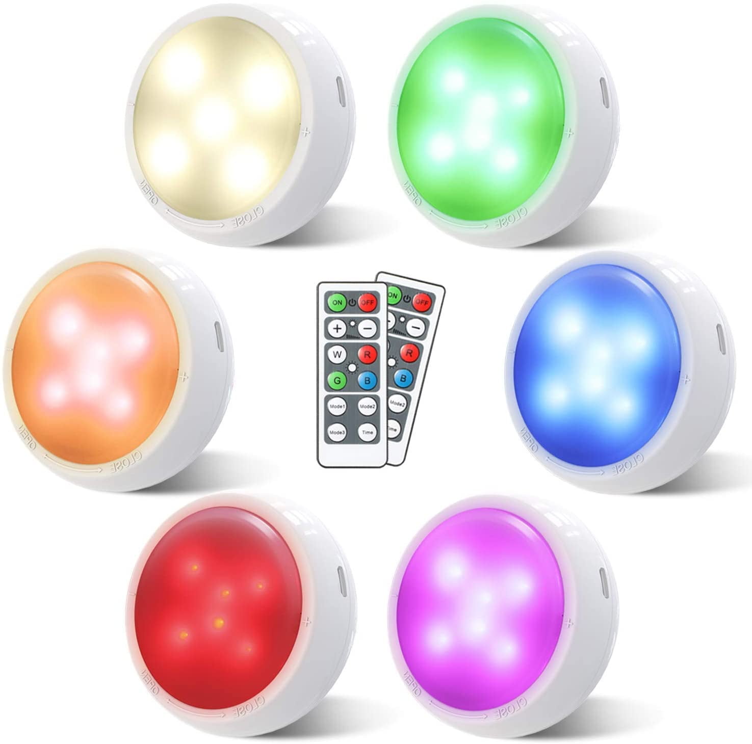 6 Pack Under Cabinet Lights Elfeland RGB Wireless LED Puck Lights Closet Lights 4000K Dimmable Battery Powered Remote Control Atmosphere Night Light Ideal for Cupboard Kitchen Wardrobe Color Changing 6 Pack Under Cabinet Lights Elfeland RGB Wireless LED Puck Lights Closet Lights 4000K Dimmable Battery Powered Remote Control Atmosphere Night Light Ideal for Cupboard Kitchen Wardrobe Color Changing