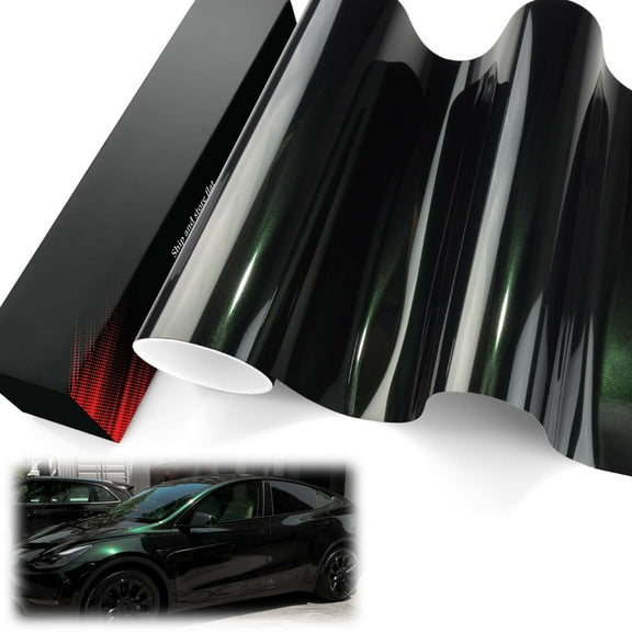 PET Liner Vinyl Super Gloss Metallic Blackish Green Automotive Wrap Car Vehicle Bubble Free Air Release