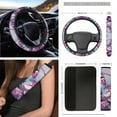 thumbnail image 3 of Yuyamidu Pink Butterfly Car Front Seat Cover Set 12 PCS Flower Bucket Seat Covers Armrest Pad Steering Wheel Cover Seat Belt Pads Trash Can Air Vent Pocket Rearview Mirror Cover Cup Mat Keychain, 3 of 7