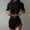 Noir, variante sur Elvqul Haut et Short pour Femmes 2 Pcs Manches Courtes Pyjamas Col Ras du Cou Chandail Uni Vêtements de Nuit pour Femmes Léger