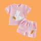 thumbnail image 5 of Las Niñas Serán Niñas Bruja Camisa de Verano Niñas Elegante Tejido Traje Cuello Redondo Manga Corta Bordado Rayas Camiseta Dos Piezas Pantalones Conjunto, 5 of 6
