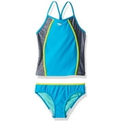 Girl's Swimwear Gray Green Tankini Set Colorblocked 10