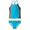 Girl's Swimwear Gray Green Tankini Set Colorblocked 10