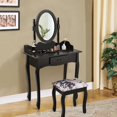 thumbnail image 3 of Costway Wood Makeup Dressing Table Vanity Set Jewelry Desk W/ Drawer & Mirror, 3 of 10