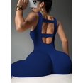 thumbnail image 2 of Women Backless One Piece Jumpsuits Sleeveless Scoop Neck Bodycon Romper Seamless Workout Yoga Royal Blue S, 2 of 6