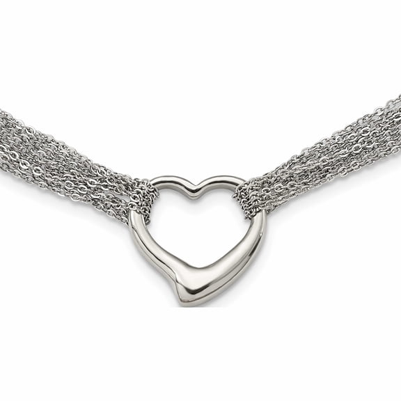Stainless Steel Polished Multi Strand Heart Toggle 17In Necklace Made In China -Jewelry By Sweet Pea