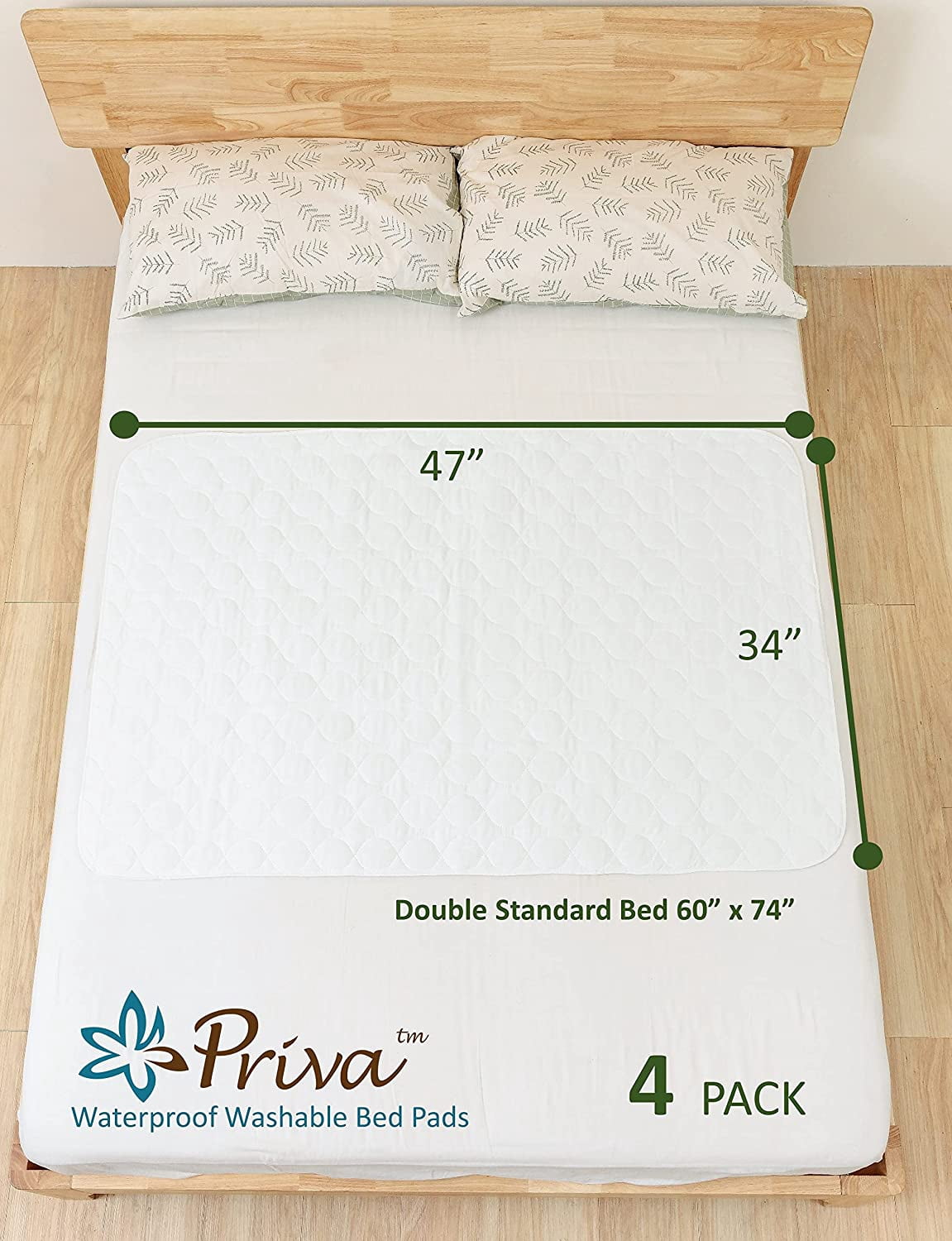 1 Pack Waterproof Washable Incontinence Bed Pads, 31 x 47 Inch Reusable Bed Wetting, Heavy Duty Mattress Protection for Elderly Seniors, Kids, Pets, Ultra Absorbent Pee Pads, White, 31" x 47"