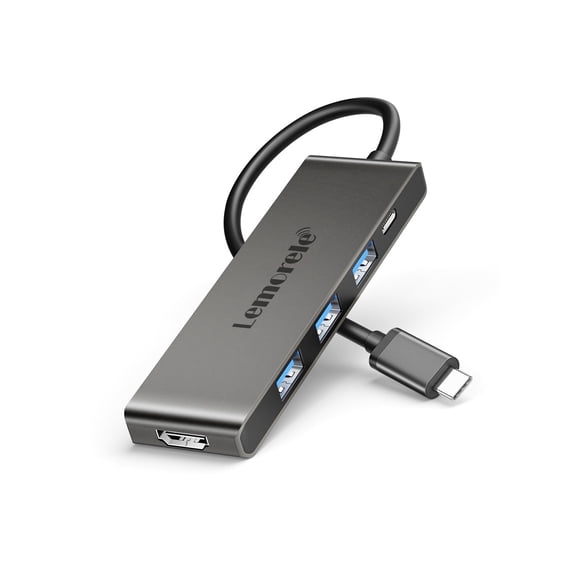 Lemorele 5 in 1 USB Hub, USB C to 4K HDMI, USB 3.0/2.0, PD 100W,USB C Adapter Compatible with MacBook Pro/Air, Dell and More Laptop Tablets