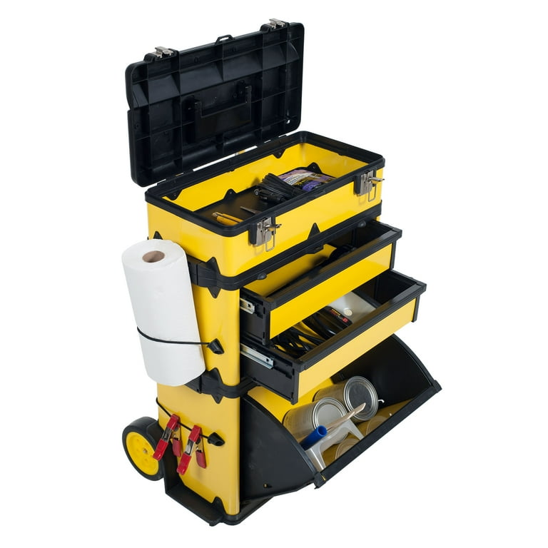 Mobile stacking portable metal trolley on sale tool box chest by stalwart