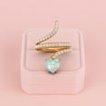 thumbnail image 4 of 7MM Heart Shape Wrap Bypass Ring Natural Ethiopian Opal 925 Silver Rose Vermeil Women Valentines Day Gifts Rings, 4 of 7