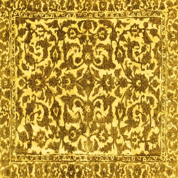 Ahgly Company Indoor Square Abstract Yellow Modern Area Rugs, 5' Square