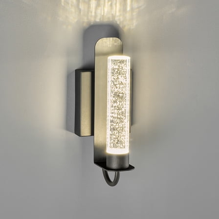 Deyidn Modern Black LED Wall Sconce - 11.6 Inch Dimmable Light Fixture  with Crystal Bubble Shade