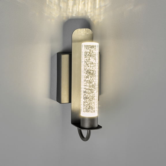 Deyidn Modern Black LED Wall Sconce - 11.6 Inch Dimmable Light Fixture  with Crystal Bubble Shade