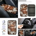 thumbnail image 4 of Renewold Cute Highland Cow Brown 12 PCS Car Seat Cover Set for Women Men, with Non-slip Steering Wheel Seatbelt Strap Shoulder Armrest Pad Handbrake Gear Shift Knob Cover Coasters, 4 of 7
