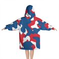 thumbnail image 2 of Red Blue Camo Bold Shapes Pattern Blanket Hoodies for Kids 6-13YR Oversize Wearable Blanket Hoodies for Boys Girls Teens, 2 of 7