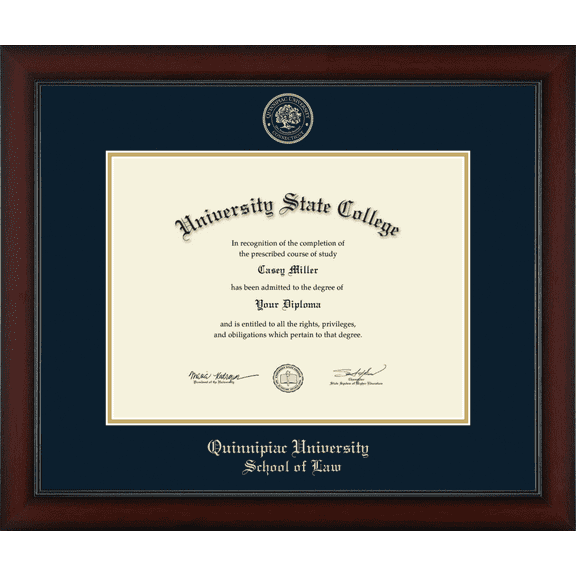 Quinnipiac University School of Law Diploma Frame, Document Size 16" x 12"