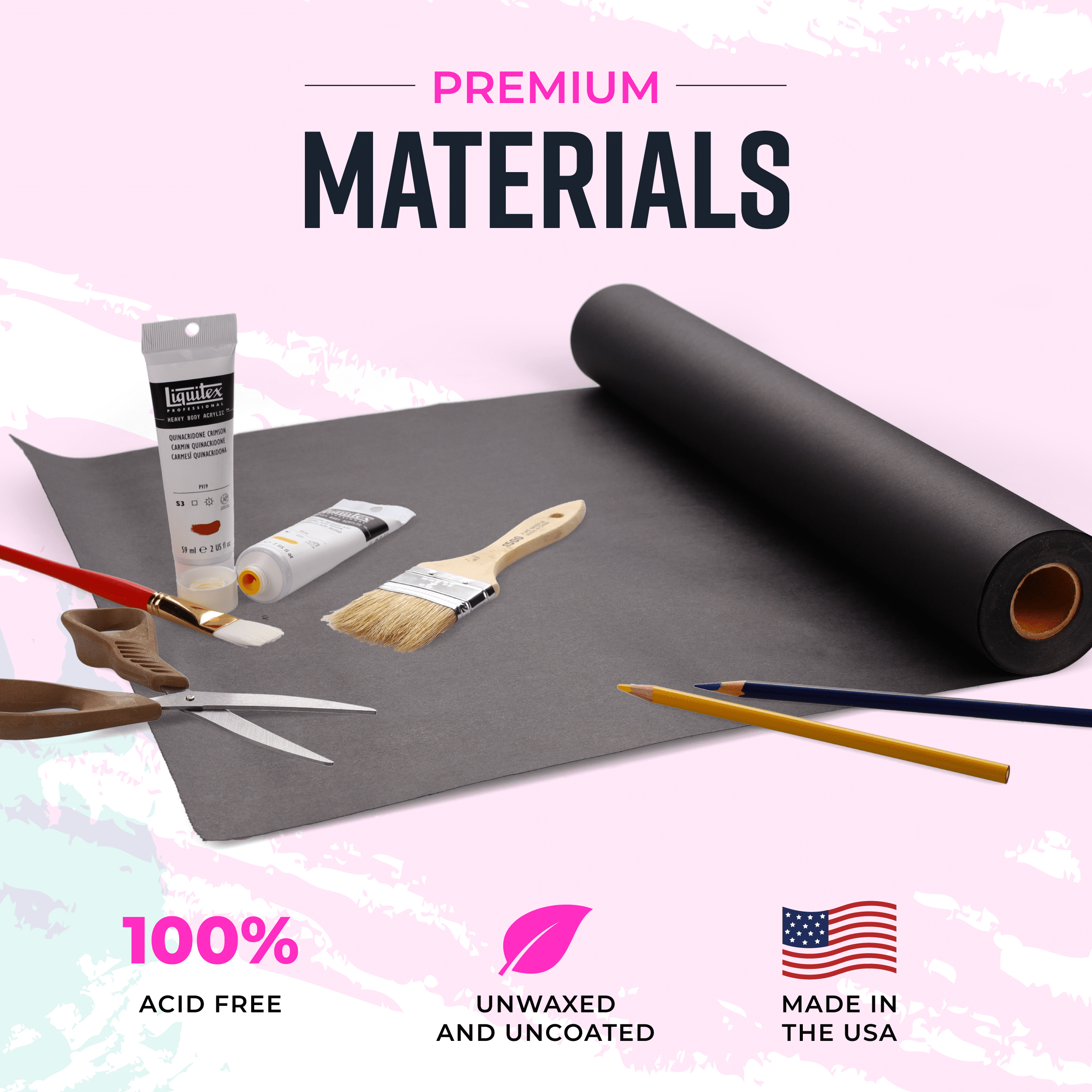Bryco Goods Black Kraft Paper Roll - 18 Inch x 100 Feet - USA Made - Wrapping Paper for Packaging, Shipping, Arts & Crafts, Bulletin Board, Decorations, Bouquet, Gift Wrap